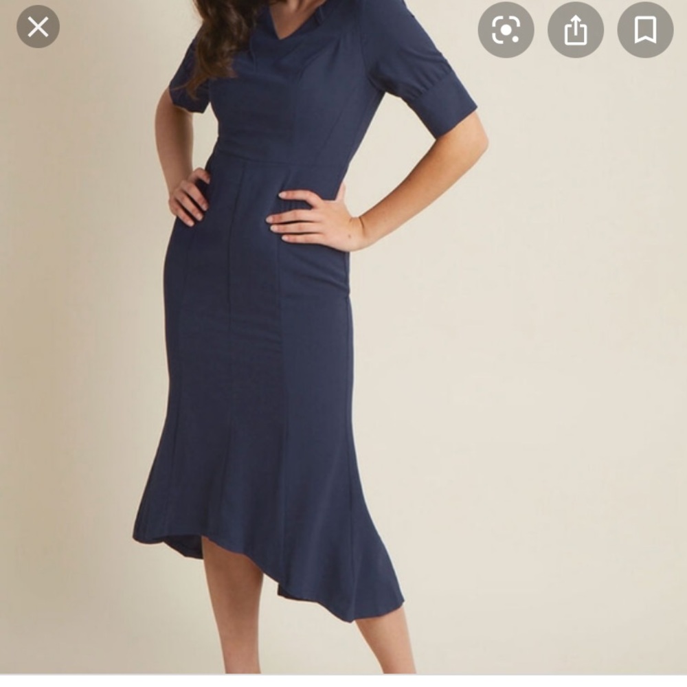 Blue sheath navy dress